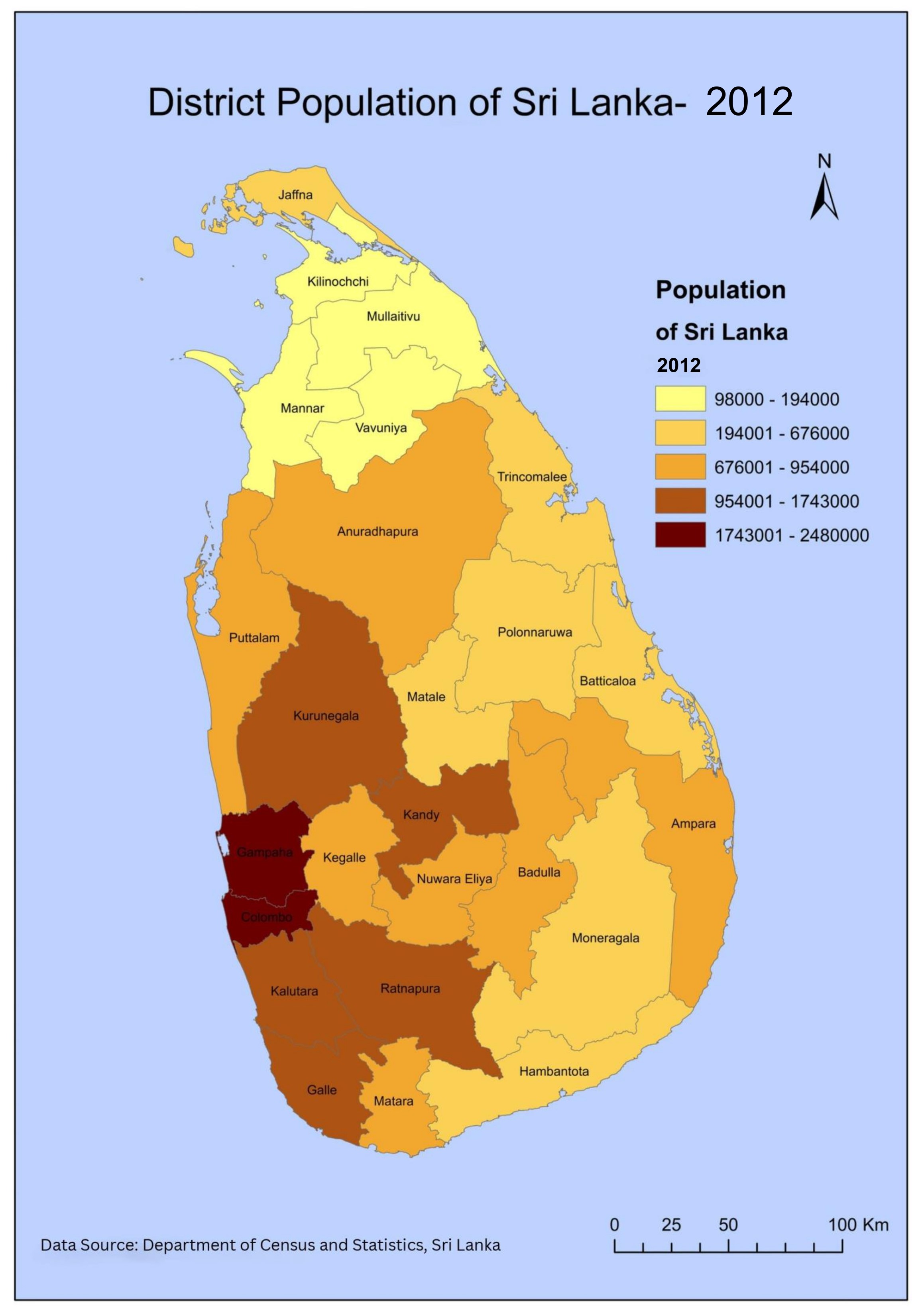 District Population of Sri Lanka - 2012